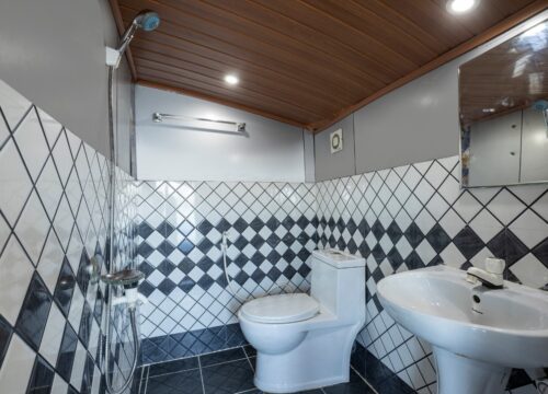 Bathroom facilities inside coco houseboat